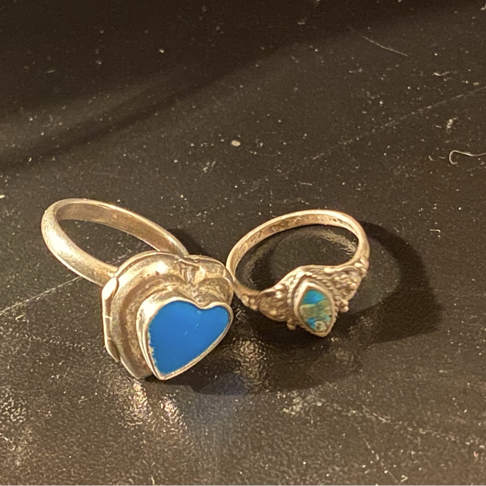 Turquoise native sterling silver rings.